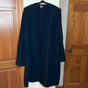 J. Jill Longline Open Front Womens Cardigan in Black Size Large Alpaca Blend